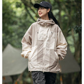 Unisex Jacket Shell Jacket Retro Patchwork Loose Hooded Coat Men's and Women's Jacket